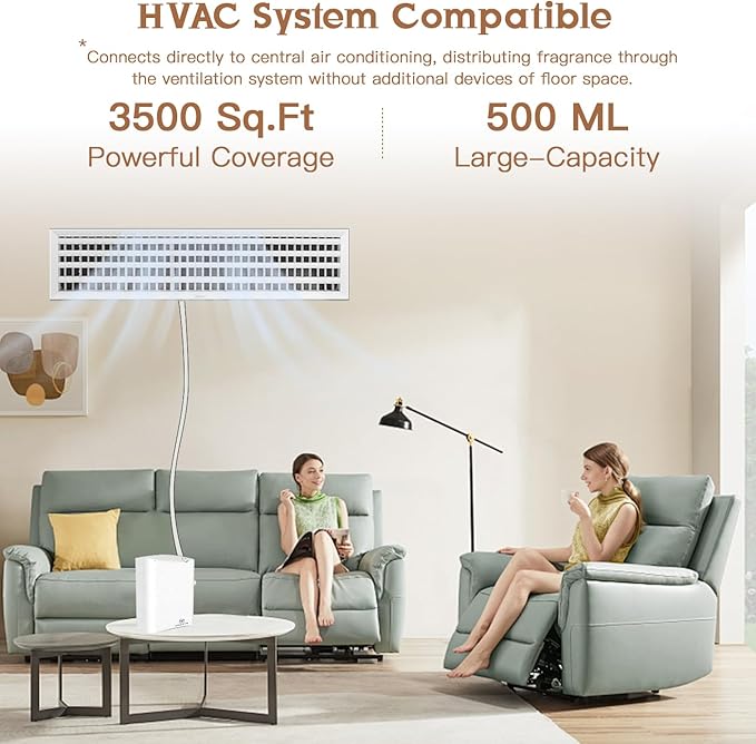 Waterless Essential Oil Diffuser HVAC Scent Machine - Smart APP & WiFi Control 3500 sq. ft Coverage Cold Air Aroma, Minimalist Aromatherapy Diffusers 500ML for Home Hotel Office