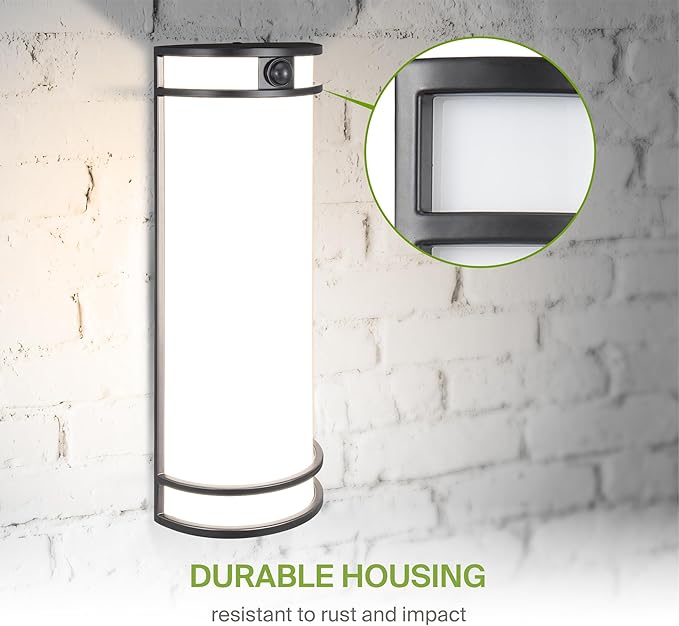 ASD 18 Inch Motion Sensor LED Outdoor Sconce Lights - 20W 3000K 4000K 5000K Black Exterior Lighting Fixtures, Dimmable Exterior Lights for House, Modern Patio Wall Light Fixture ETL, 2 Pack