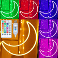LED RGB Moon Neon Light, Cute 16 Color Change Neon Moon Sign, Room Decor USB Powered 5V Art LED Decorative Lights Night Lights Indoor for Home, Bedroom, Office,Dorm,Party