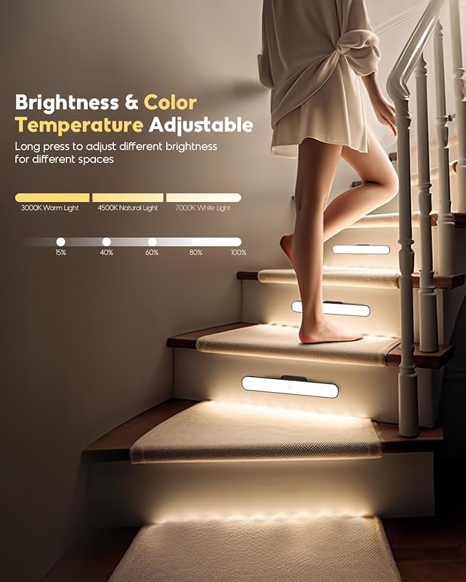 Rossetta Under Cabinet Lights, 78 LED Lights Battery Operated Motion Sensor Light Indoor, Wireless Rechargeable Dimmable Closet Lights Under Cabinet Lighting for Kitchen Closet Stairs Hallway