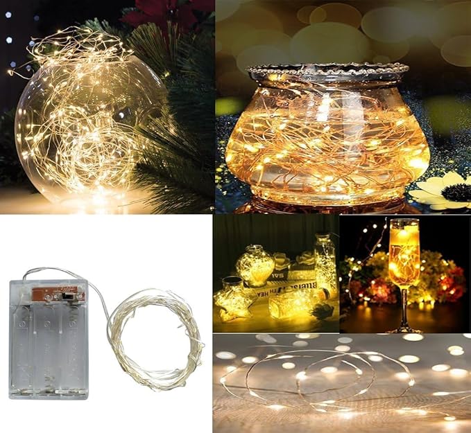 Fairy String Lights for Indoor & Outdoor, 2 Pack Decorative LED with Battery Case Waterproof 20 LEDs 78 Inch for Home Patio Bedroom Garden