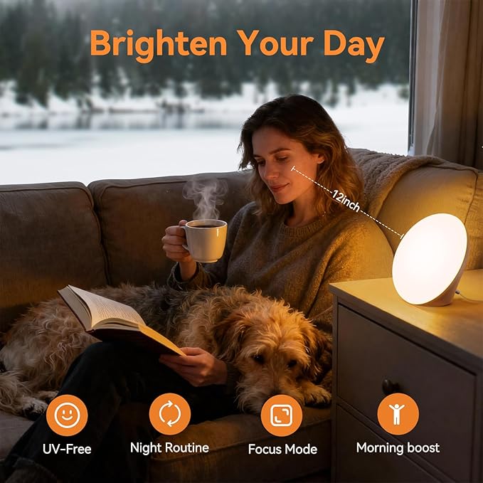 LASTAR 10000 Lux Sun Lamp, 670nm Red Night Light with 5 Color Temperatures, 5 Brightness Levels, 4 Timer Settings, Smart Touch & Remote Control