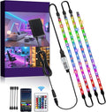 LED Strip Lights, 11.8FT (4x1.0FT Pre-Cut) RGB 5050 Color Changing Small LED Light Strip with Remote & APP Multi-colorfor Strip Lights for TV Backlight Bed Cabinet Shelf Display 48 LEDs