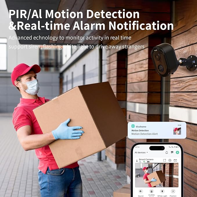 Security Cameras Wireless Outdoor, Battery Powered 2k Color Night Vision, AI Motion Detection,IP66 Weatherproof, 2-Way Talk, SD/Cloud Storage,Cameras for Home Security-4 Pack