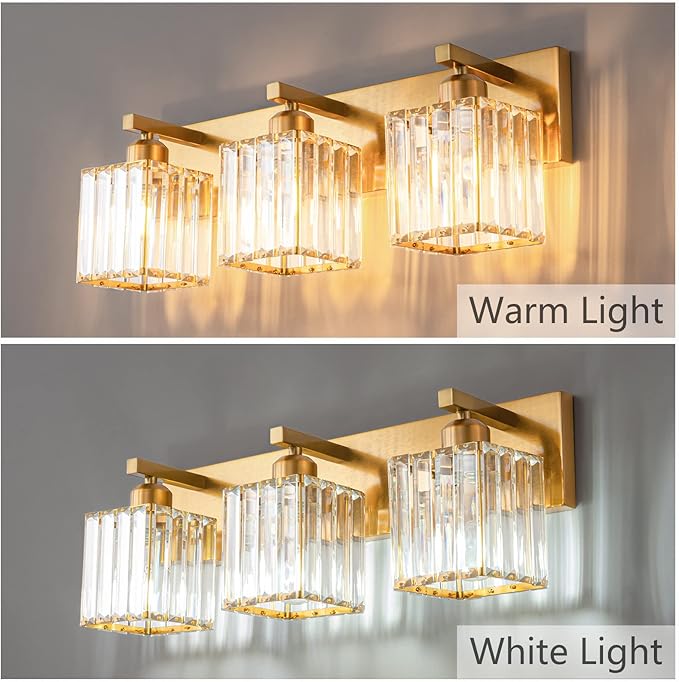 19.5" KnurledBrassWallSconcesSetof2,BronzeBathroomVanityLightFixtureswithWaterRipplesGlassTube,ModernLampforBedroom,LivingRoom,Hallway,Staise,Mirror,Kitchen