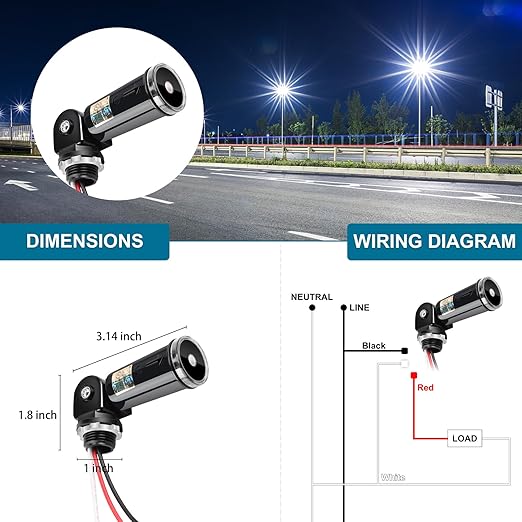 Outdoor Photocell Sensor, Dusk to Dawn Day Night Swivel Mount Conduit Lighting Control, Photoelectric Sensor Switch for Indoor Outdoor Light
