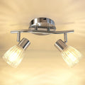 HiBay 2-Light Track Lighting, Directional Ceiling Light Fixture with Glass Shades, Modern Chrome Spotlight Indoor for Kitchen, Bedroom, Living Room, E12 Base, No Bulbs