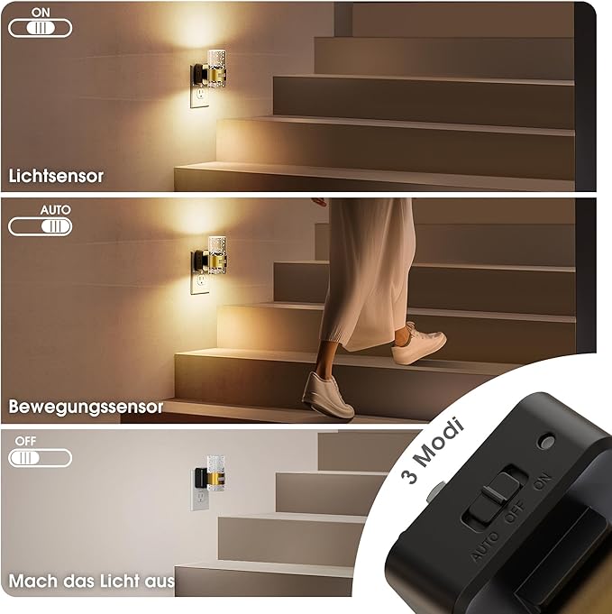 JandCase Motion Sensor Night Light, Night Lights Plug into Wall,2 Pack 3000K Soft White 0-100 LM Dimmable LED Night Light, Motion Activated Nightlight for Bathroom Hallway Decor