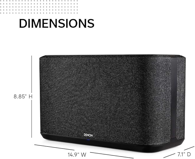 Denon Home 350 Home Stereo Wireless Speaker (Black), Bluetooth Wireless, 0.75" Tweeters, 6.5" Woofers, HEOS Built-in, AirPlay 2, Multi-Room Streaming, Simple Setup, Powerful Design