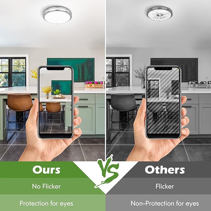 2-Pack 36W LED Ceiling Light Fixture (450W Equiv), 12IN Modern Flush Mount Ceiling Lights, Dimmable Ceiling Lamps Super Bright 3200LM, 3000K/4000K/5000K Adjustable for Bedroom Kitchen Bathroom Hallway