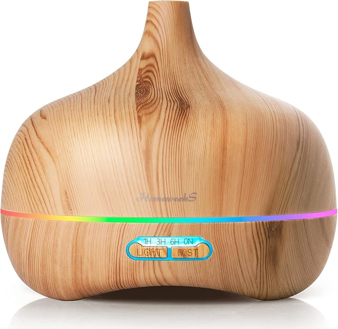 Essential Oil Diffuser Aromatherapy Diffusers: 550ml Ultrasonic Cool Mist Large Aroma Scent Essential Oils Diffuser Waterless Shut Off for Bedroom Home Office Living Room Wood Grain