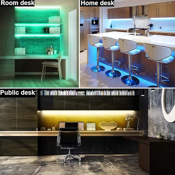 Dimmable Under Cabinet Lighting, RGB LED Light Bar, RF Remote Control Lamp, Multicolor Under Counter Lights for Desk, Room, Cupboard, Hallway, Shelf, Closet (36 Inch)