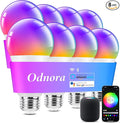Smart A19 LED Light Bulb, Color Changing Light Bulbs, Compatible with Alexa & Google Assistant, Dimmable RGBTW, 2.4GHz Wi-Fi Bluetooth Bulbs, 9W (60W Equivalent), No Hub Required, 8 Packs