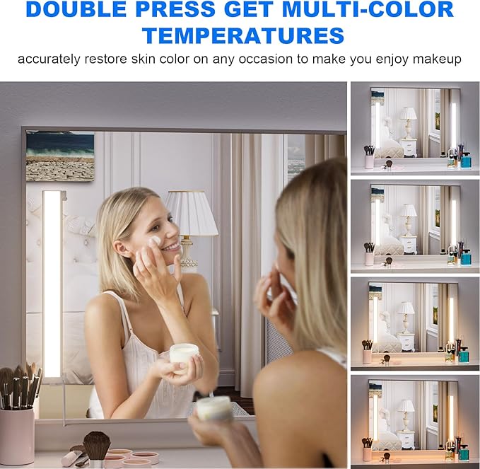 MY BEAUTY LIGHT Angle Adjustable LED Vanity Lights for Mirror, Bright Dimmable and Color Temperature Changeable LED Makeup Lights, Stick-on 24V Plug-in Bathroom Vanity Light Fixture