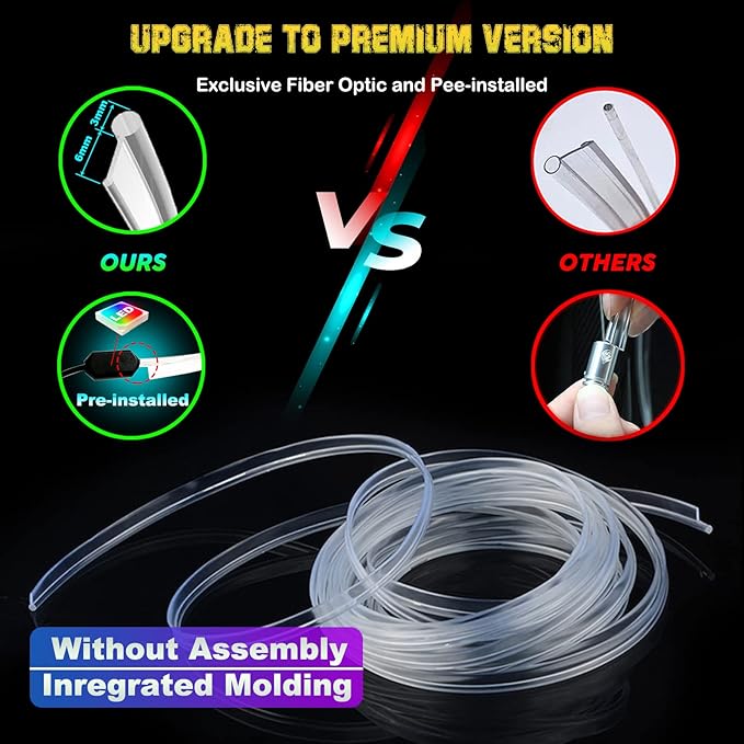 Interior Car LED Strip Lights, RGB USB Car Ambient Lighting with Wireless APP & Remote Control, Car Accessories Fiber Optifc Lights Sync to Music (2 LED/157 inches)