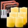 Flameless Battery Operated Candles: Pack of 6 LED Flickering Candle H4 5" 6" D3 Real Wax Pillar Electric Candles with 10-Key Remote and Timer for Home Party Christmas Decor