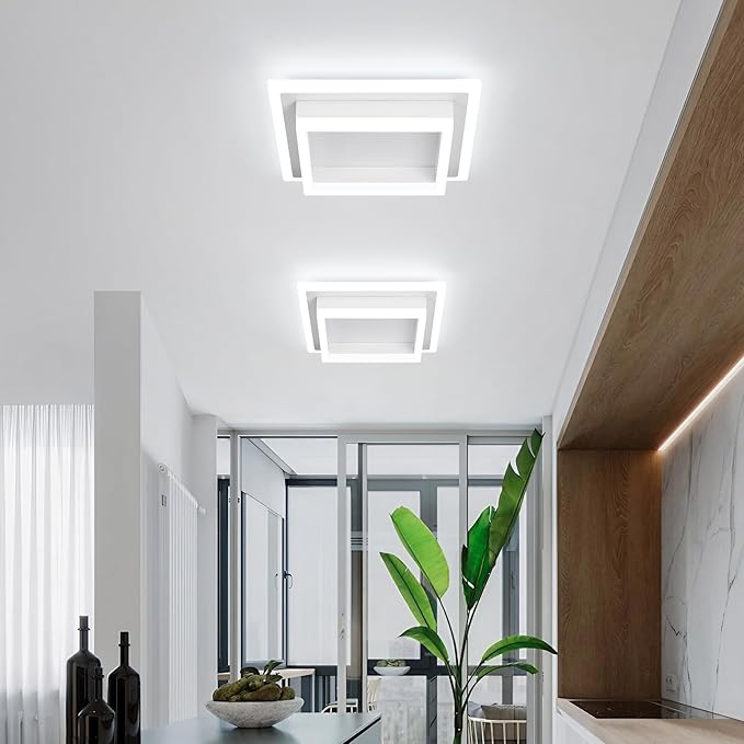 32W Flush Mount Modern LED Ceiling Lights, Small Hallway Ceiling Light, Cool White 6000K Acrylic LED Kitchen Ceiling Light Fixtures for Bedroom Dining Room Bathroom (2 Pack)