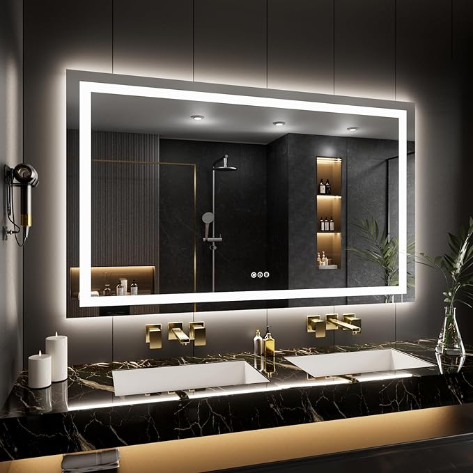 LOAAO 80"X40" LED Mirror for Bathroom, Lighted Bathroom Mirror with Lights, Anti-Fog, Dimmable, Memory Function, Clear Reflection