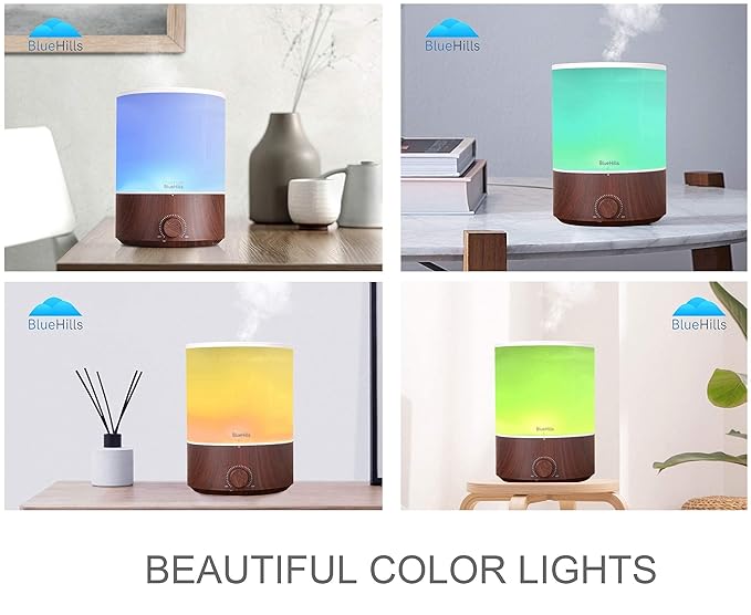 BlueHills Premium 4000 ML Set of 2 Gallon Large Essential Oils Diffusers for Big Rooms High Mist Output XL Capacity Adjustable Cool Mist Great Gift – Value 2 Pack Dark Wood Grain