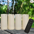 iZAN 4 Pack Flameless Battery Operated LED Pillar Candles with Remote Outdoor Waterproof Flickering Decorative Lights for Halloween Christmas Home Kitchen Décor Wedding Party Event Decorations 2”x4”