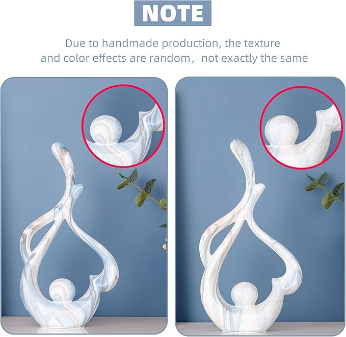Blue Sculpture Home Decor, Dining Room Table Centerpiece, Ceramic Statue Table Decoration for Living Room, Abstract Sculpture Bookshelf tv Stand Entry Table Decor
