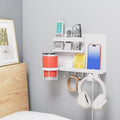 Versatile Bedside Wall Organizer, Floating Bedside Shelves, Wall Mount Essential Accessories for Room Decor, Dorm, Makeup Organizer, Remote Control Holder，Night Stand