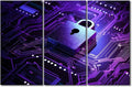3 Panel Framed Wall Art Cyber Security Concept Posters Prints, Cyber Security and Data Protection Concept Artwork Giclee Wooden Framed Gallery-Wrapped Ready to Hang, 42" Wx28 H