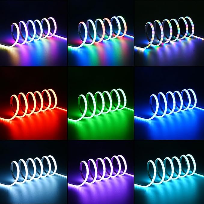 TOPAI 5mm Ultra Thin WS2812B COB LED Strip 16.4ft DC5V Smart IC RGB Individual Addressable Dream Color 160LED/M Flexible Light Tape for Gaming Room/Home Theater