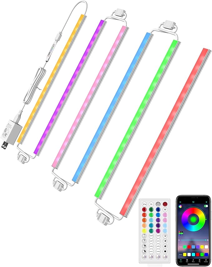 ASOKO 300 Lumens RGB Under Cabinet Lights - 6 Pack, 12-inch Linkable LED Strip Lights with Music Sync, APP & Remote Control for Ambient Room Decor