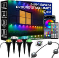 200 FT Permanent Outdoor Lights, Waterproof 2-in-1 Eaves & Ground Stakes LED String Lights with App/Remote Control for House, Garden– Smart Color-Changing Lighting for Halloween Christmas Decorations