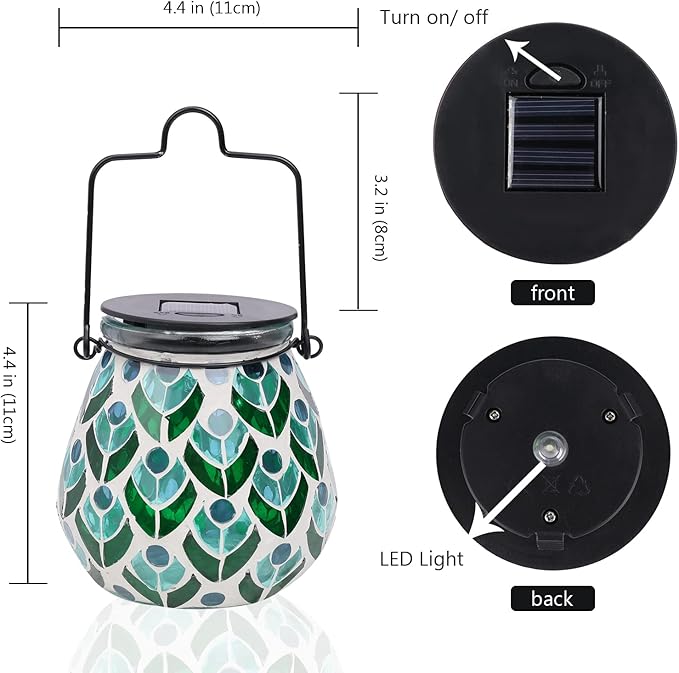 Bshine Mosaic Solar Lantern Outdoor Hanging Waterproof, Mosaic Light Indoor Decorative Table, Garden Decor for Yard Outside, Path, Pathway, Courtyard, Lawn,Light Up Christmas Decor Outdoor