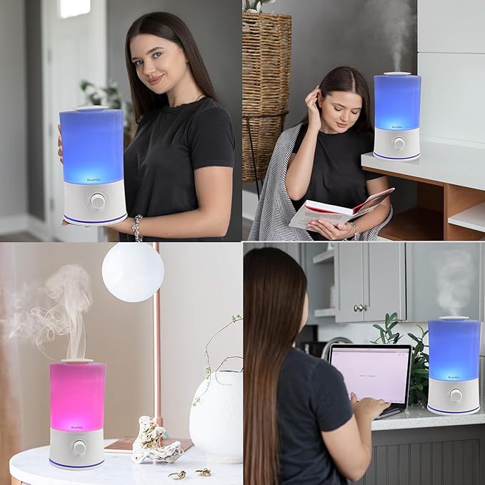 BlueHills Premium Set of Three Large 3000 ML, 2000 ML, and 1000 ML XL Essential Oil Diffusers Humidifier Combo for Large Room Home with Décor LED Lights Great Gift – White