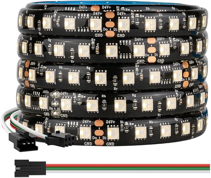 BTF-LIGHTING WS2814 IC RGBW RGB+Cool White(Similar WS2812B) Addressable DC24V 16.4FT 84LED/m 14pixel/m 4 Colors in 1 Dream Color LED Strip 12mm Width PCB IP65 for Home Decor(No Adapter or Controller)