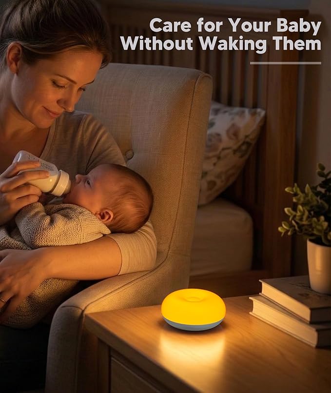 Baby Night Light, 0 Blue Light Nursery Night Egg Light for Breastfeeding, 1800K Amber BPA-Free Silicone Lamp with Child Lock, Dimmable Touch & Flip Control, Rechargeable Bedside Light for Kids Toddler