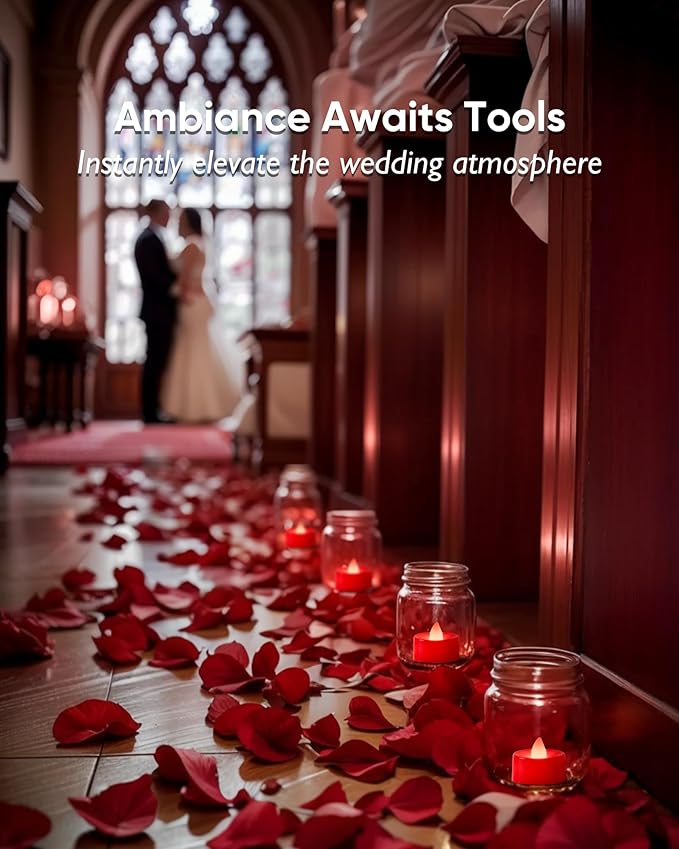 Amagic 30 Pcs Red Flickering Flameless Tea Lights Battery Operated, 200+ Hours Long Lasting Colored Candle for Halloween, Christmas, Holiday Decor, Theme Party, Wedding Table Decor, Proposal