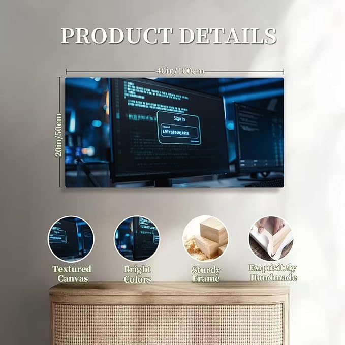 Wibinuki Wall Art Wall Decor Wall Paintings Desktop Computer Screen Showing How a Quantum Computer is Breaking for Living Room Bedroom Bathroom Home Decor Can Be Hung Directly 20"x 40"