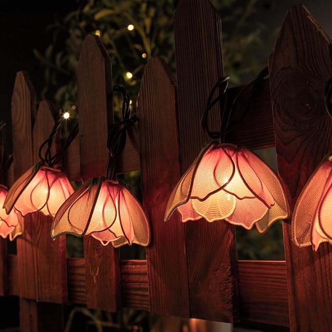 Decorative String Lights Plug in with 10 Bulbs, Flower Garland Fairy Lights Connectable Weatherproof Outdoor Indoor for Wedding Garden Pergola Bedroom Porch Floral Home Decor (Multicolor)