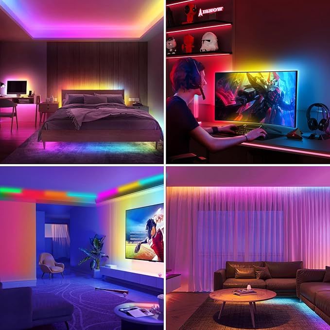 INDARUN RGB Smart IC COB Led Strip Light 32.8ft, 7200 LEDs 12mm Width, 24V Led Strip Lights Color Flowing Multicolor, Flexible Tape Light for TV Backlight, Smart Led Srtip Lights APP Control