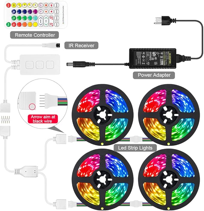 BTF-LIGHTING RGBW Bluetooth Music APP 65.6FT LED Strip Lights RGB+ Warm White 3000K 4 Colors in 1 LED Color Changing Lights Strip for Bedroom, Desk, Home Decoration, with Remote and 12V Power Supply