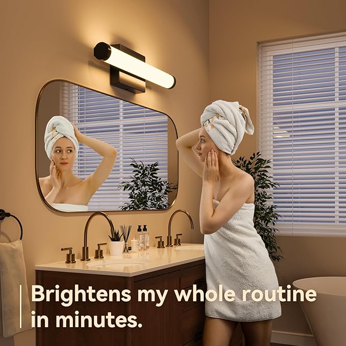 Amico Modern Bathroom Vanity Light Over Mirror 16 inch, Dimmable 5CCT Led Vanity Lights for Bathroom, Black Wall Sconces-ETL Certificated