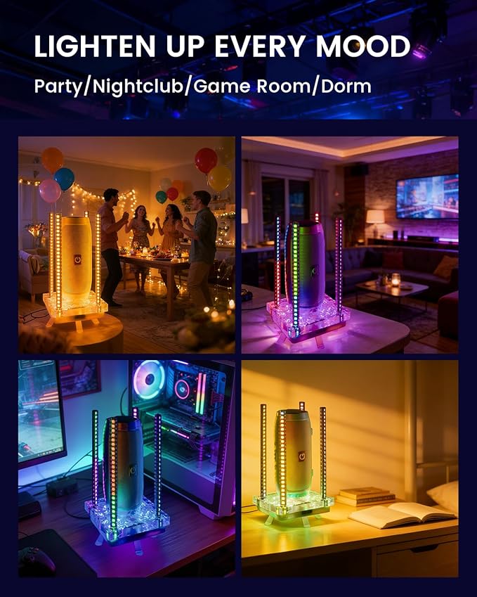 Music Sync RGB Ambient Light, App Controlled & Sound Reactive Audio Visual Lighting for Gaming Desk, Party & Desk Setup (Orange)