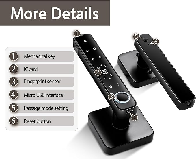 【WiFi-Free】 4-in-1 Smart Fingerprint Door Knob Lock(Fingerprint/Code/IC Card/Key), No App Required, Door Locks for Bedrooms & Offices, Biometric Thumbprint Door Knobs with Code & Keypad, Auto Lock
