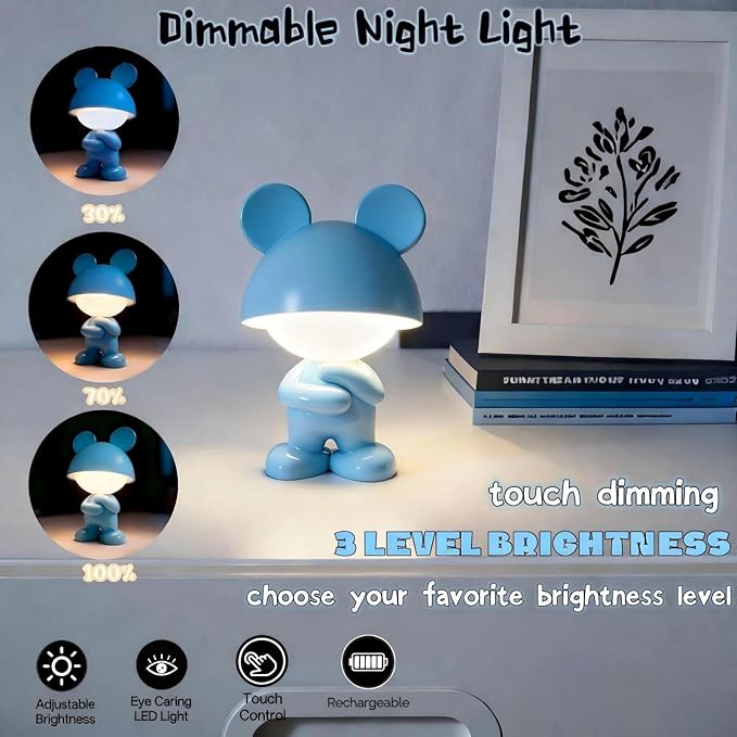 Night Lights for Kids,Rechargeable TableLight,Touch Bedside Lamps,Cordless Dimmable Warm White Light,Baby Nursery,Breastfeeding,Sleep Aid,Bluey Easter Gifts for Newborns Toddlers Boys Girls