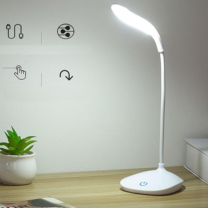 Adjustable LED Desk Lamp with 3 Brightness Levels | Eye Caring 3000K - 6000K USB Reading Light for Home & Office Study