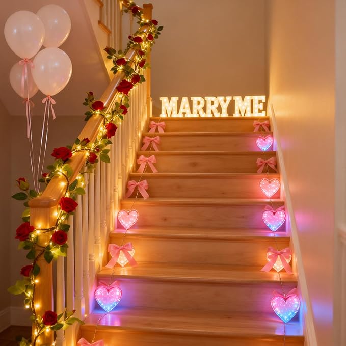 GOESWELL Rose Flowers Vines Garland Lights: 6FT Artificial Flower Vine Lights for Room Wall Decor - Fake Red Roses Hanging Vine Light Indoor for Wedding Arch Backdrop Decorations