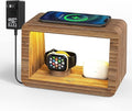 Bamboo Charging Station for Multiple Devices, 15W Fast Wireless Charger Night Light with 3 Color& 4 Adjustable Brightness, Night Stand Charger Station for iPhone/iWatch/AirPods (6953)