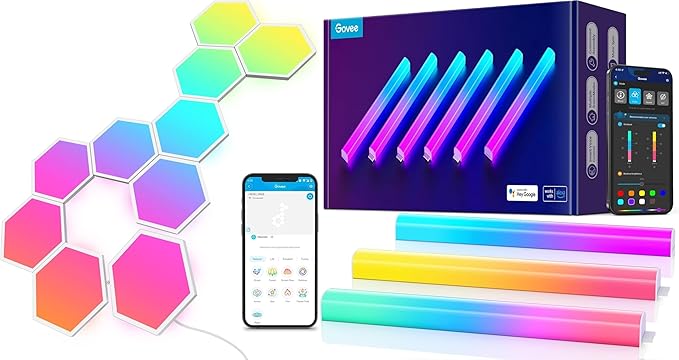 Govee RGBIC LED Lights, Wi-Fi Smart Home Creative Wall Lights with Music Sync, Compatible with Alexa Google Assistant for Indoor Gaming Decor
