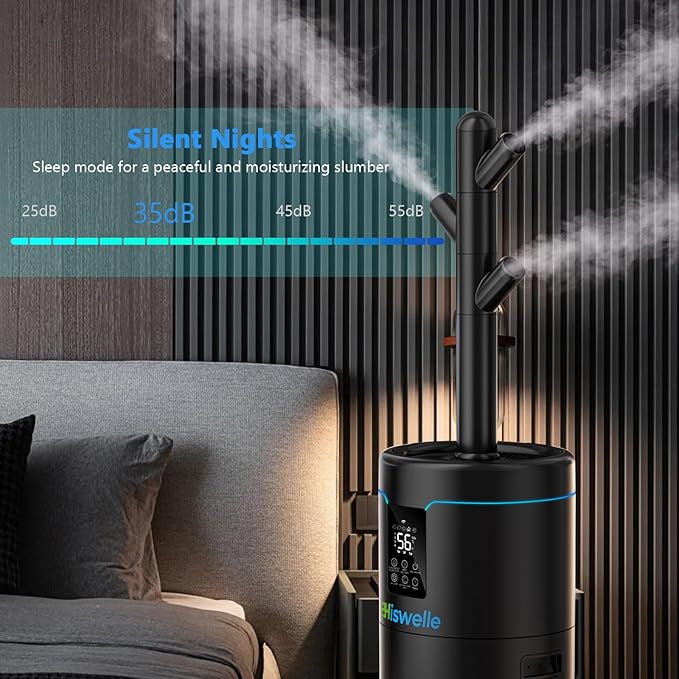 Large Humidifiers for Bedroom, 4.5 Gal Cool Mist Humidifier for Large Room Whole House with Remote Control, 800mL/h Output, 48H Runtime, Auto Humidistat, Wheels, Timer, Essential Oil Tray