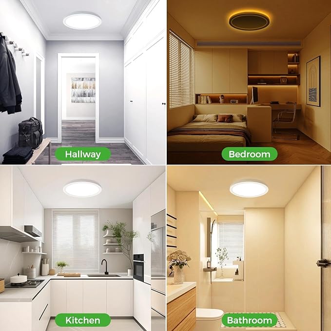 zemty 9 Inch LED Ceiling Light with Night Light 1800K, 3000K/4000K/6500K Dimmable Light Fixtures with Remote Control,15W 1500lm Flush Mount Ceiling Lamp for Bedroom LivingRoom Bathroom Kitchen-White