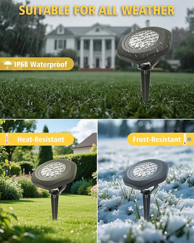 CORESLUX Solar Spot Lights Outdoor Waterproof IP68, 3-in-1 LED Warm Light Solar Landscape Lights, 2 Light Modes Pond Lights Landscape Path Lights for Outside Garden Yard Pond Pathway
